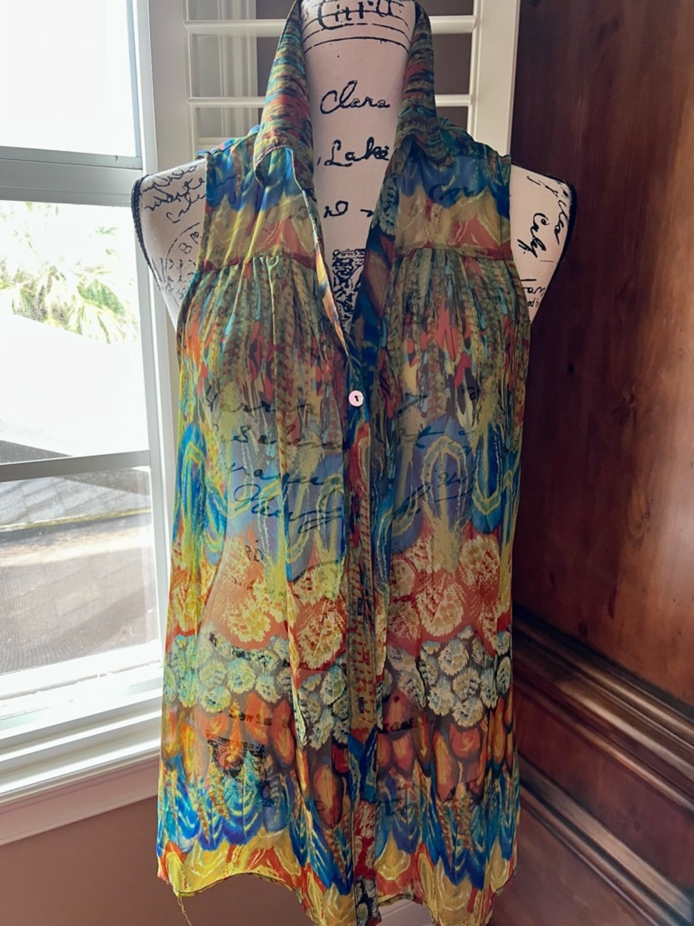 Chenault Multicolor Sleeveless Button-Front Camisole
